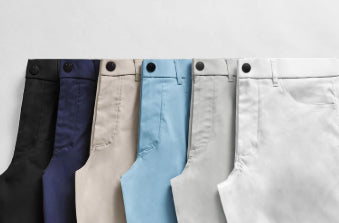 a collection of pants folded